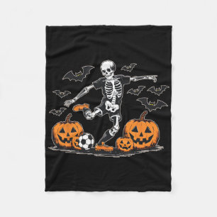 Funny Skeleton Soccer Men Boys Kids Halloween Cost Fleece Blanket
