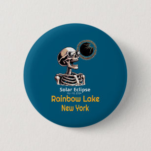 Funny Skeleton Solar Eclipse Rainbow Lake 6 Cm Round Badge