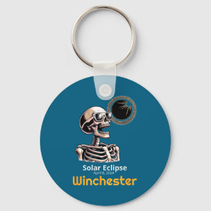 Funny Skeleton Solar Eclipse Winchester Indiana Key Ring