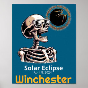 Funny Skeleton Solar Eclipse Winchester Indiana Poster