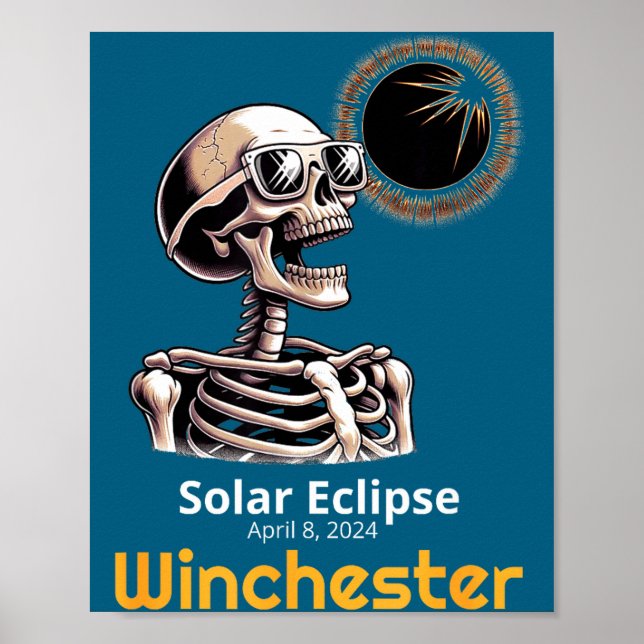 Funny Skeleton Solar Eclipse Winchester Indiana Poster (Front)