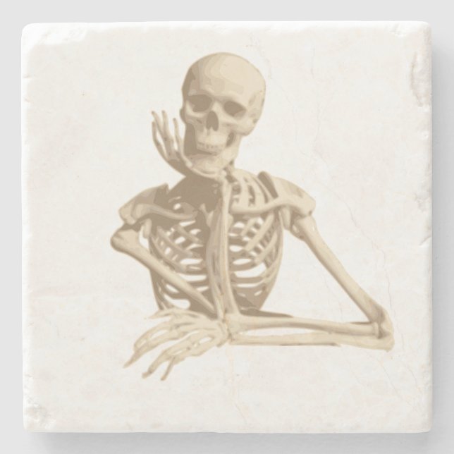 Funny Skeleton Stone Coaster (Front)