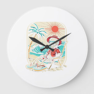 Funny Skeleton Summer Large Clock