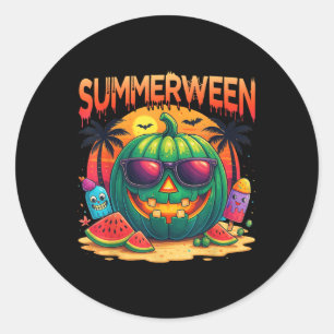 Funny Skeleton Summer Summerween Watermelon Jack-o Classic Round Sticker