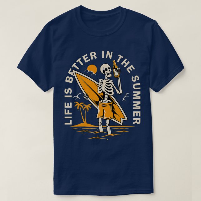 Funny Skeleton Surfer Funny Wave Surfing Surf Cost T-Shirt (Design Front)