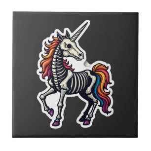 Funny Skeleton Unicorn Lovers Spooky Halloween Cos Tile