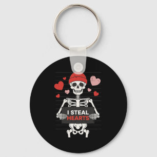 Funny Skeleton Valentine I Steal Hearts Xoxo Be Mi Key Ring