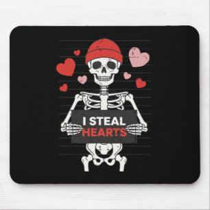 Funny Skeleton Valentine I Steal Hearts Xoxo Be Mi Mouse Pad