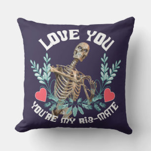 Funny Skeleton Valentine Rib Mate Goth Humour Cushion
