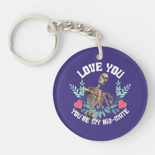 Funny Skeleton Valentine Rib Mate Goth Humour Key Ring