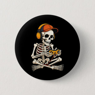 Funny Skeleton Video Game Halloween Gaming Gamer B 6 Cm Round Badge