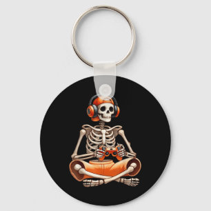 Funny Skeleton Video Game Halloween Gaming Gamer B Key Ring