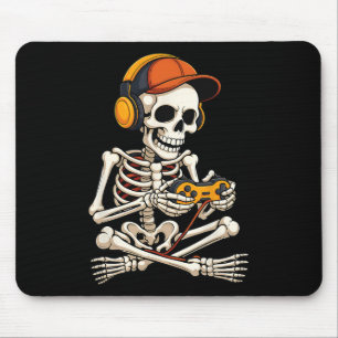 Funny Skeleton Video Game Halloween Gaming Gamer B Mouse Pad