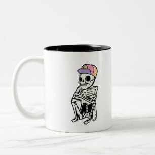 Funny Skeleton waiting Two-Tone Coffee Mug