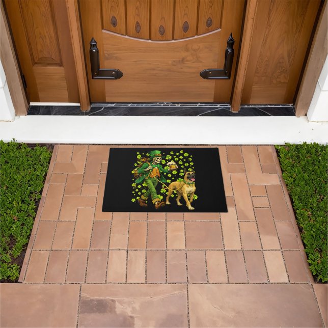 Funny Skeleton Walking Great Dane Gothic Dog Lover Doormat (Outdoor)