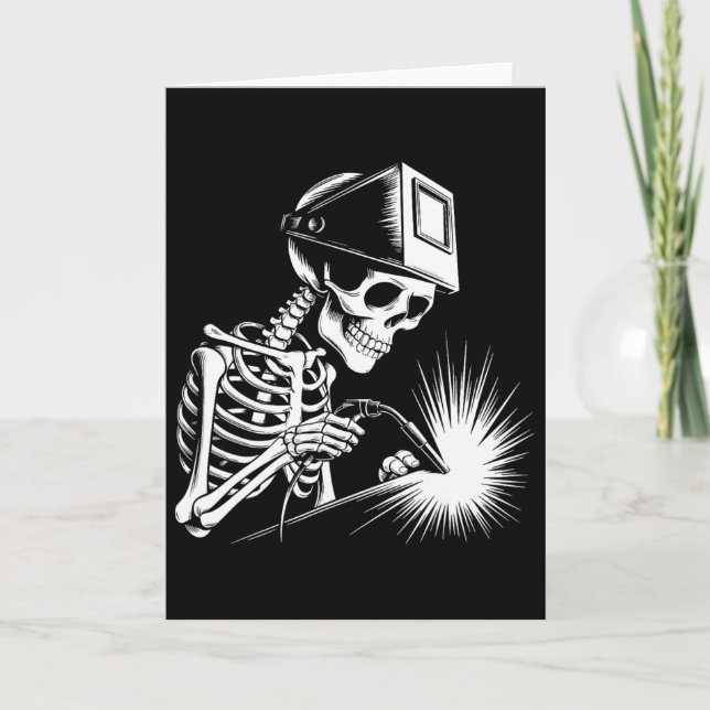Funny Skeleton Welding Lovers Spooky Halloween Wel Card (Front)