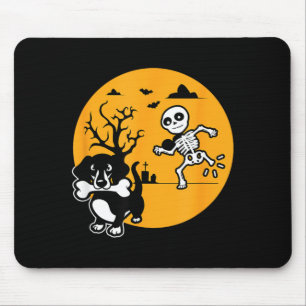 Funny Skeleton Wiener Shirt Sausage Dog Halloween Mouse Pad