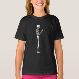 Funny Skeleton with smartphone texting T-Shirt