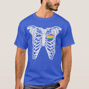 Funny Skeleton Xray Ribs Heart LGBTQ Gay Pride Cos T-Shirt