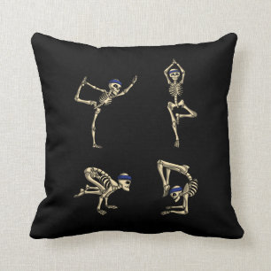 Funny Skeleton Yoga Workout Poses Halloween Cushion
