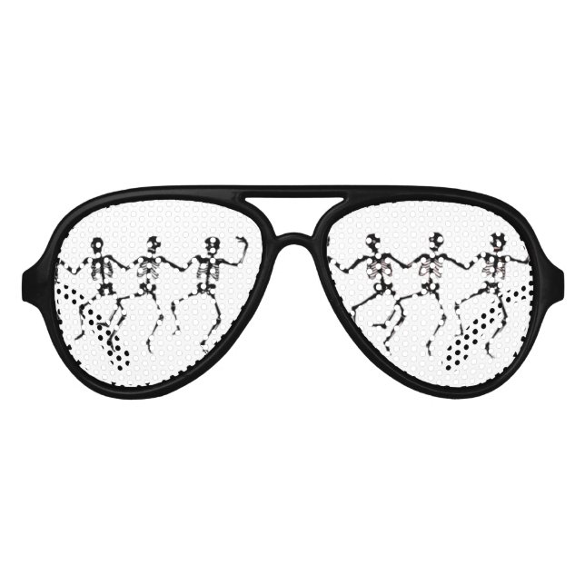 FUNNY SKELETONS DANCING, SKELETON AVIATOR SUNGLASSES (Front)