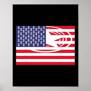 Funny Sket Stars Usa Flag Red White Disc Golf  Poster