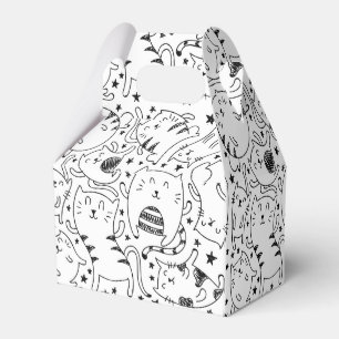 Funny sketchy dancing cats illustration pattern favour box