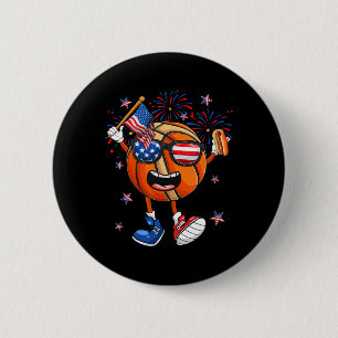 Funny Sketll Holding Hotdog Independence Day 4th O 6 Cm Round Badge