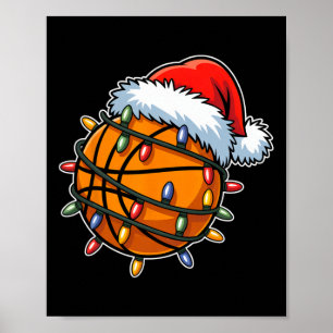 Funny Sketll Players Christmas Lights Santa Hat Ho Poster