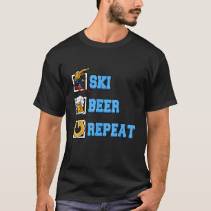 Funny Ski Beer Repeat Skiing Winter Ski Snowboardi T-Shirt