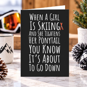 Funny Ski Cards Girls Skier Skiing Women For Her