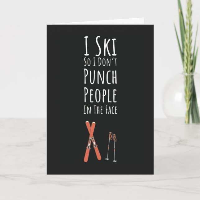Funny Ski Cards Skiing Humor Skier Winter Sports (Front)