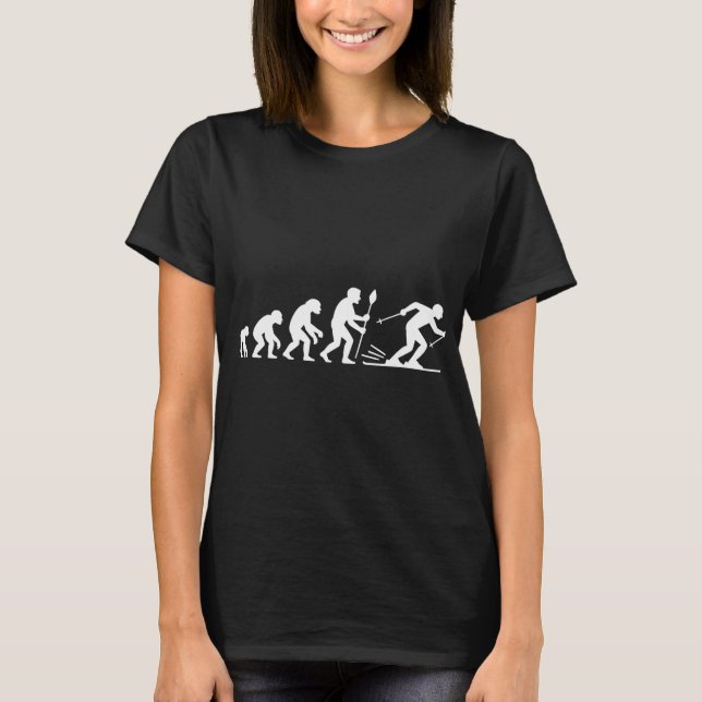 Funny Ski Evolution Minimalist Design T-Shirt (Front)
