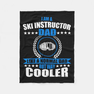 Funny ski instructor dad outfit father's day fleece blanket