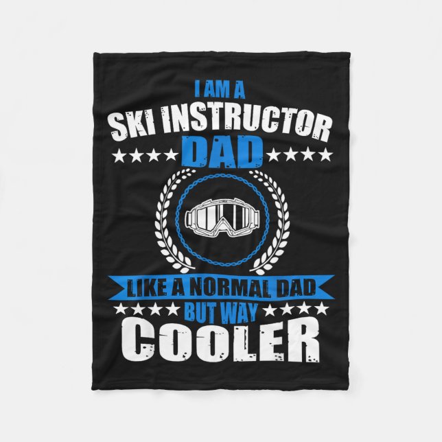 Funny ski instructor dad outfit father's day fleece blanket (Front)