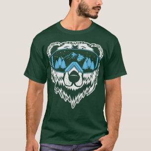 Funny Ski Jumping Winter Sports Bear Sunglass  T-Shirt