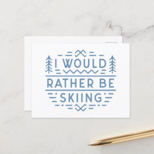 Funny ski lovers skiing skiers aesthetic postcard