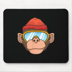 Funny Ski Monkey Goggles Gorilla Skiing Mountain G Mouse Pad