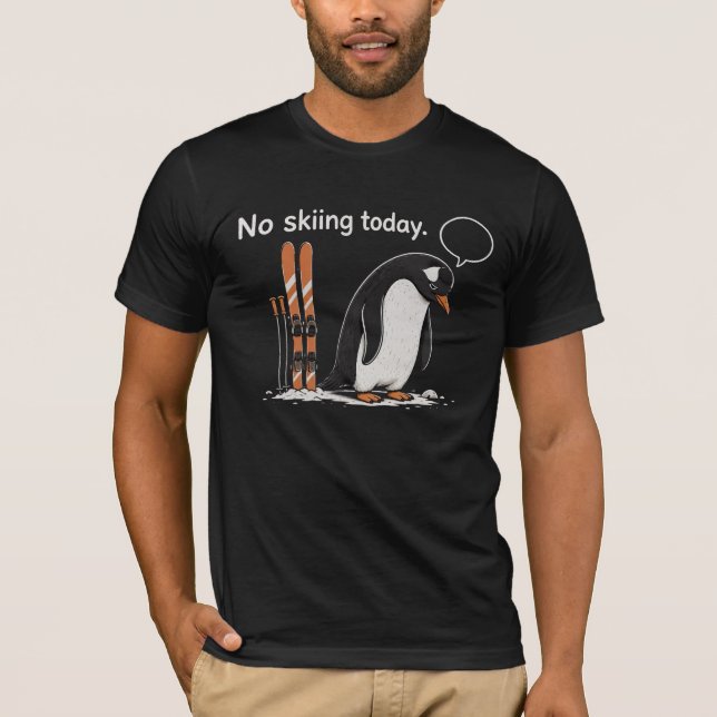 Funny Ski Penguin Introvert Graphic Shirt (Front)