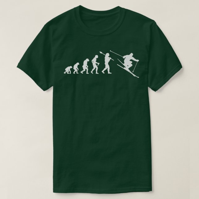 Funny Ski Skiing Skier Evolution Snow Winter Vacat T-Shirt (Design Front)