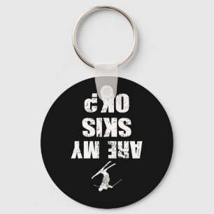 Funny Ski Tee Distressed Skiing Winter Sports Ski Key Ring