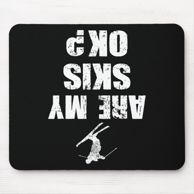 Funny Ski Tee Distressed Skiing Winter Sports Ski  Mouse Pad (Front)