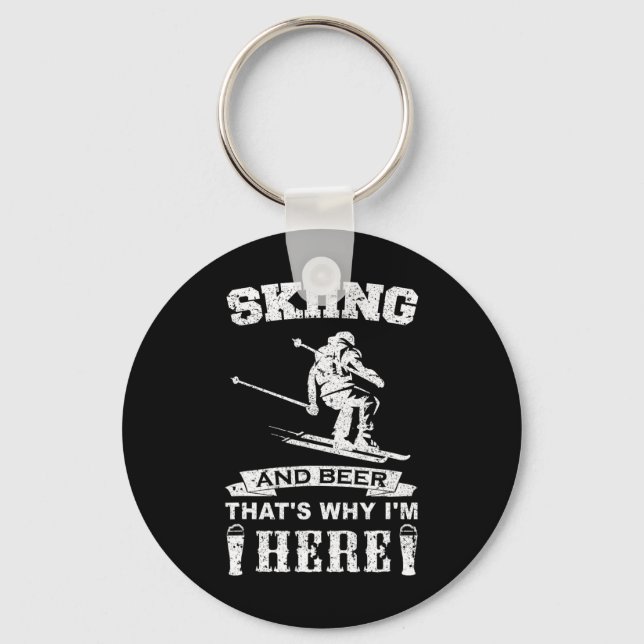 Funny Ski Tee Shirt Winter Skiing Skier Gift  Key Ring (Front)