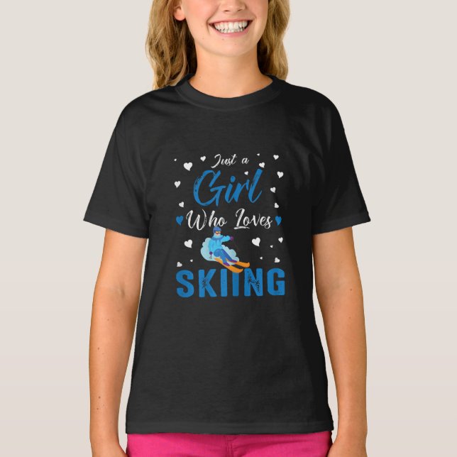 Funny Ski Winter Sports Gift Just A Girl Who Loves T-Shirt (Front)