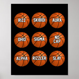 Funny Skibidi Basketball Boys Teens Kids Rizzler S Poster