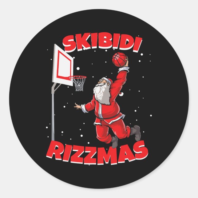 Funny Skibidi Rizzmas Christmas Rizz Santa Claus B Classic Round Sticker (Front)