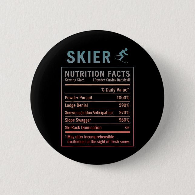 Funny Skier _3  6 Cm Round Badge (Front)