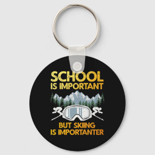 Funny Skiing Art For Boys Girls Kids Skier Ski Ski Key Ring