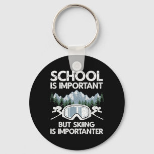 Funny Skiing Art For Boys Girls Kids Skier Ski Ski Key Ring