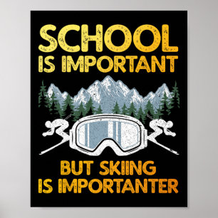 Funny Skiing Art For Boys Girls Kids Skier Ski Ski Poster